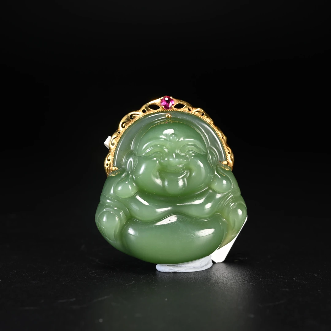 lot8835 和田玉碧玉弥勒挂牌/保利