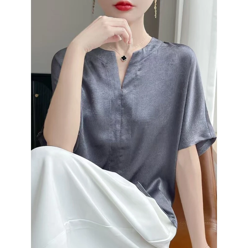 【运费补贴】V领开口100%桑蚕丝高级感缎面琉光上衣打底衫20YTM-A94