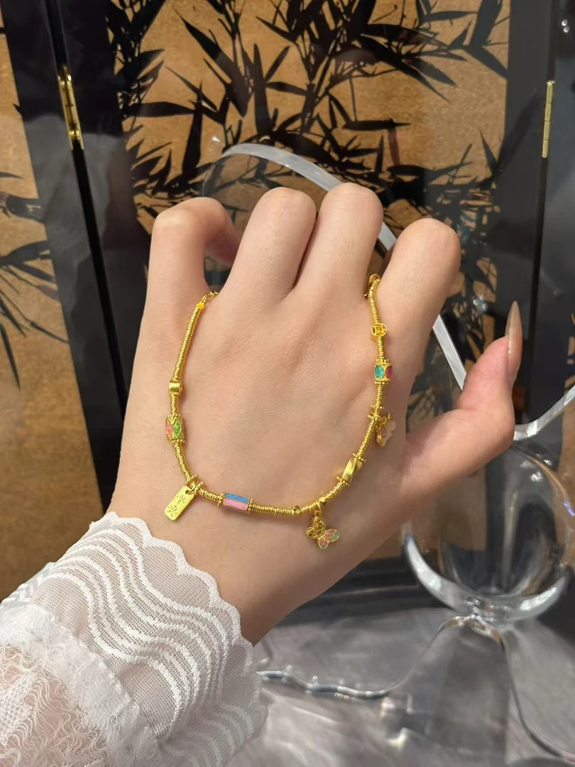 【小鹏黄金】足金999珐琅平安蝴蝶手链12.89