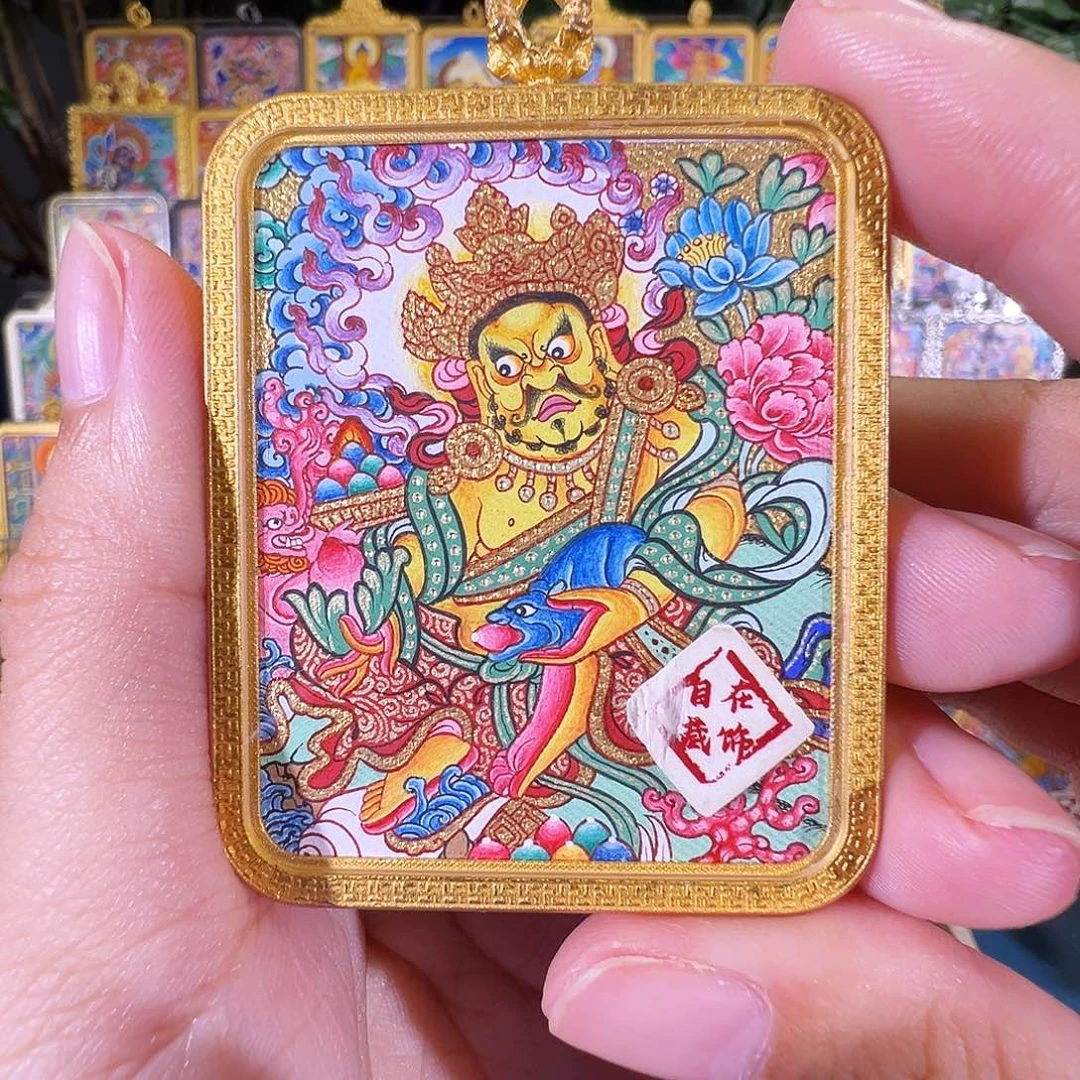 吊坠黄财热贡纯手绘唐卡
