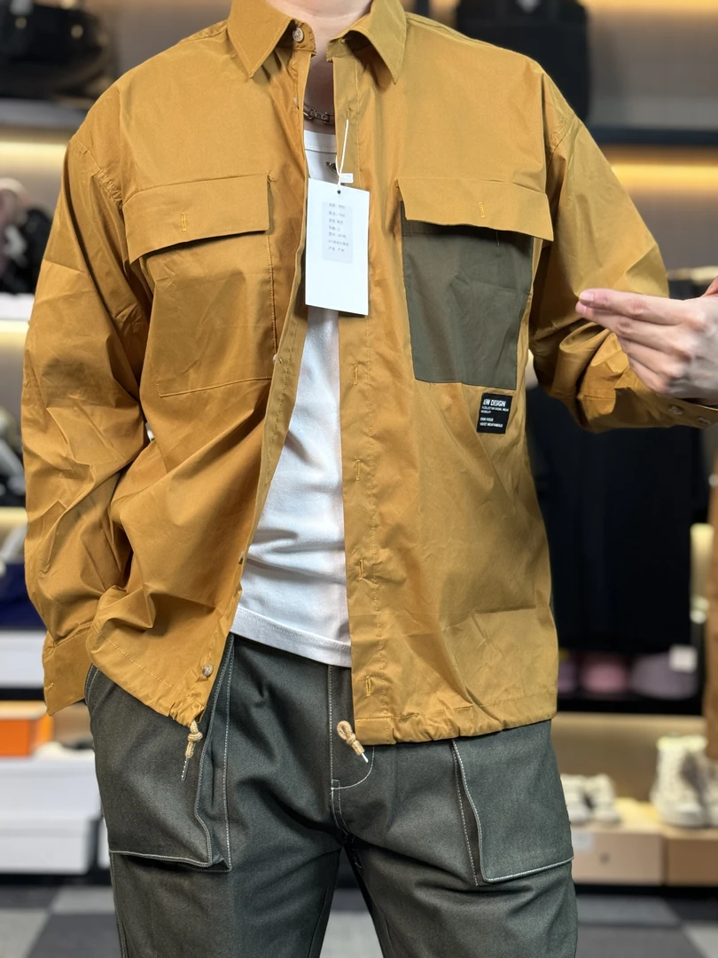 29255-春秋极简风拼接长袖衬衫