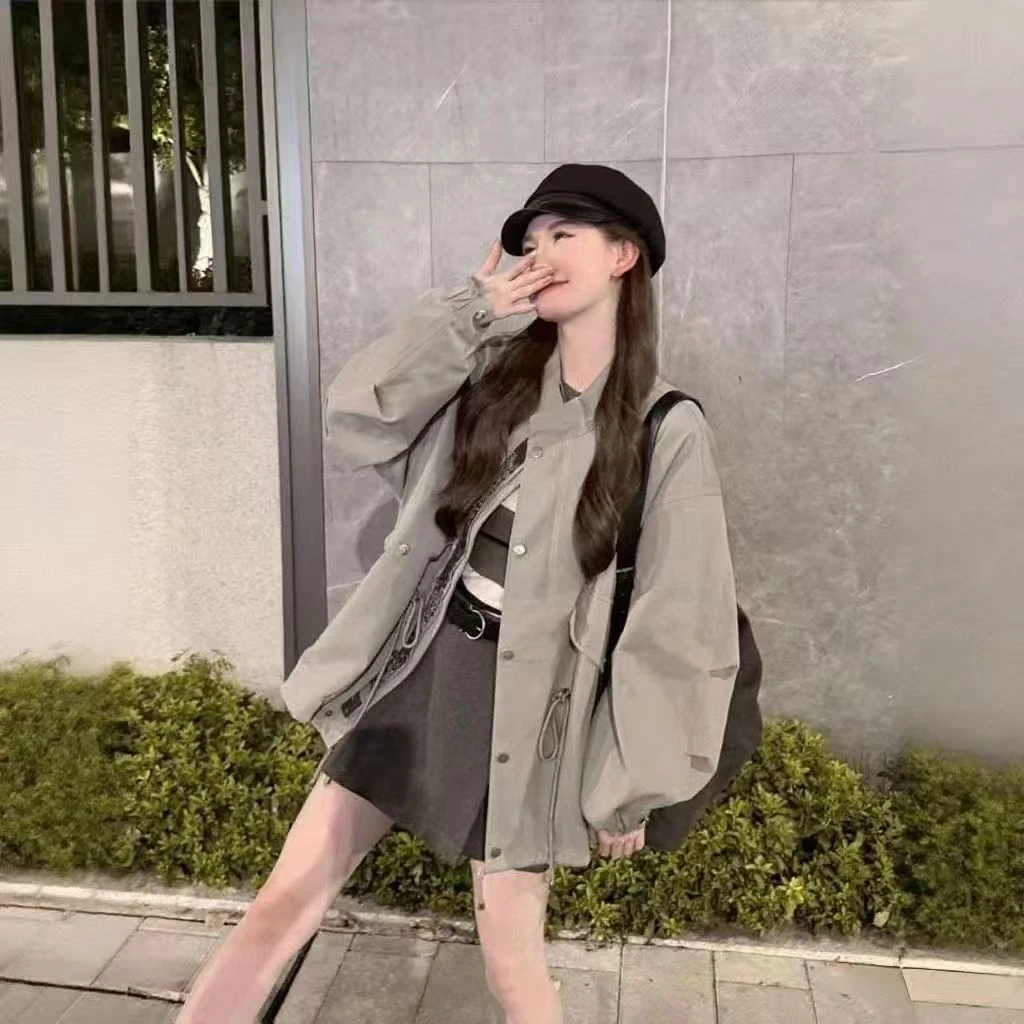 里斯本~早秋新款高级宽松廓型收腰风衣外套女上衣2575