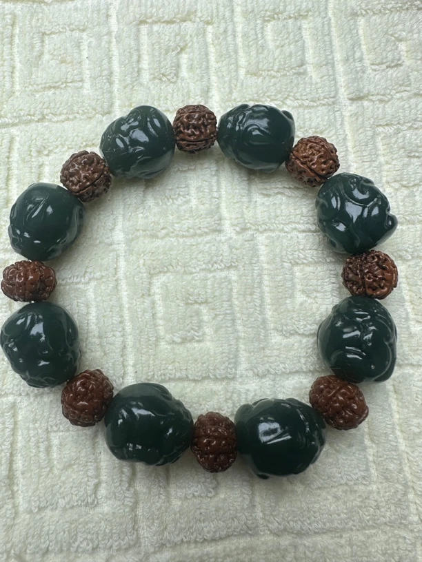 和田玉且末蓝貔貅手串