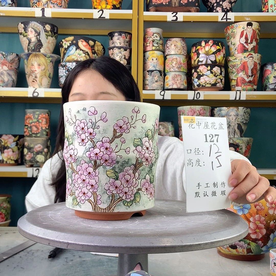 艾***子陶景德镇手工花盆127