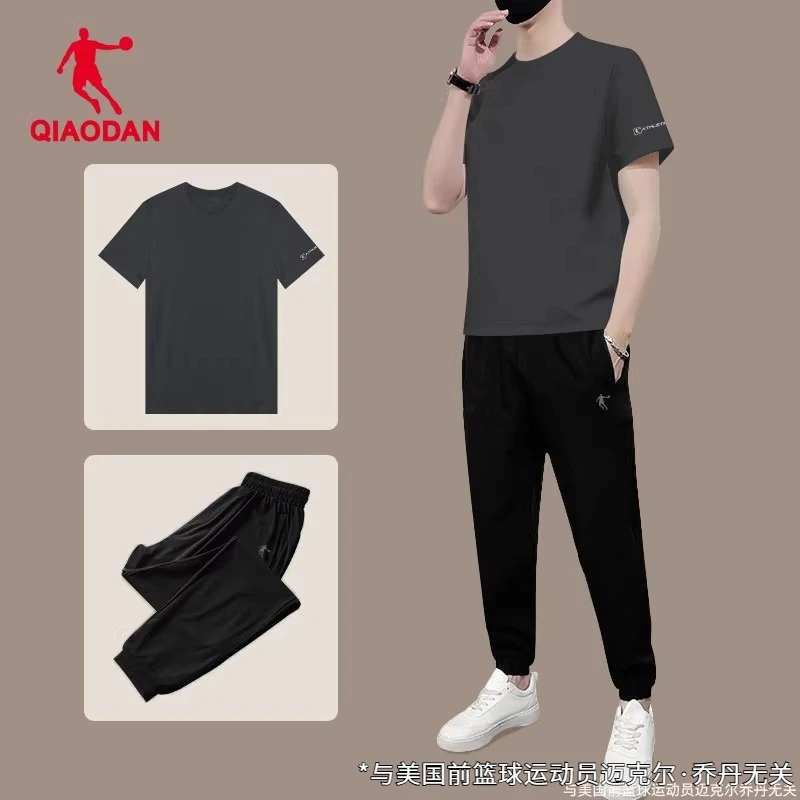 乔丹运动套装男2025夏季新款男士短袖T恤短裤两件套跑步健身运动
