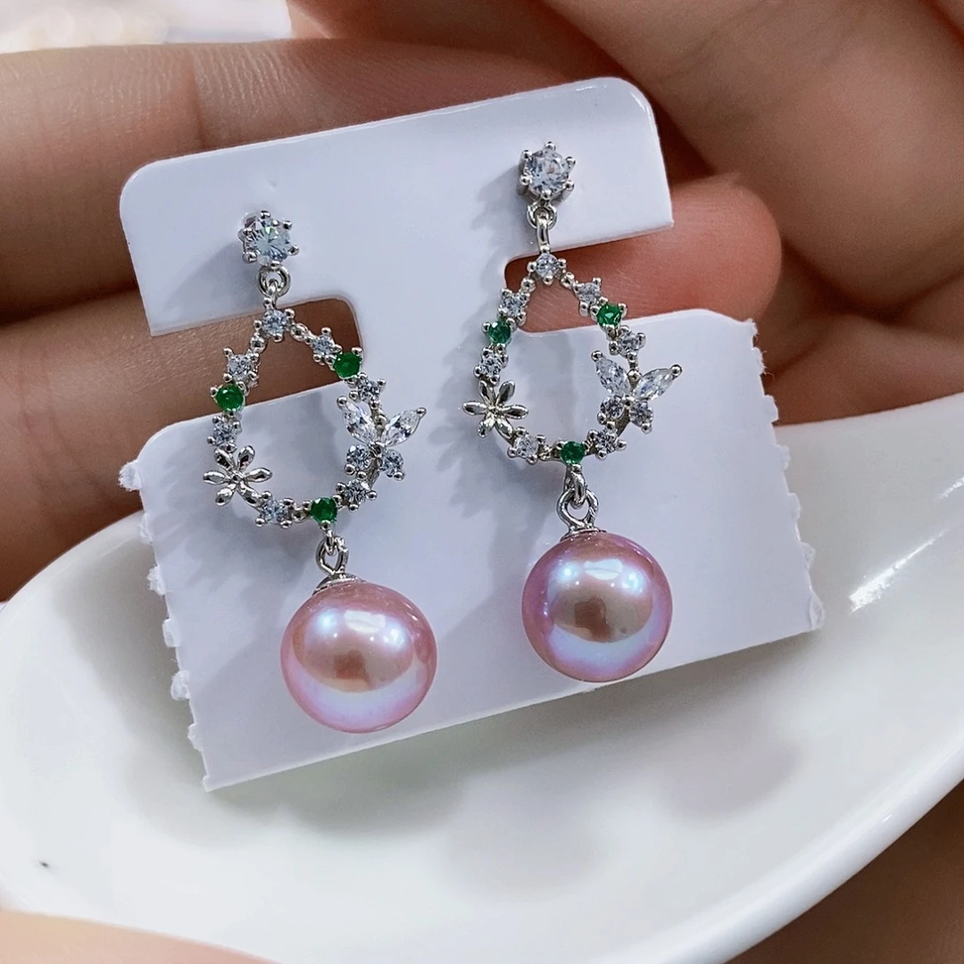 银S925镶嵌淡水珍珠银项链岁****安拍3发1特价极光耳饰