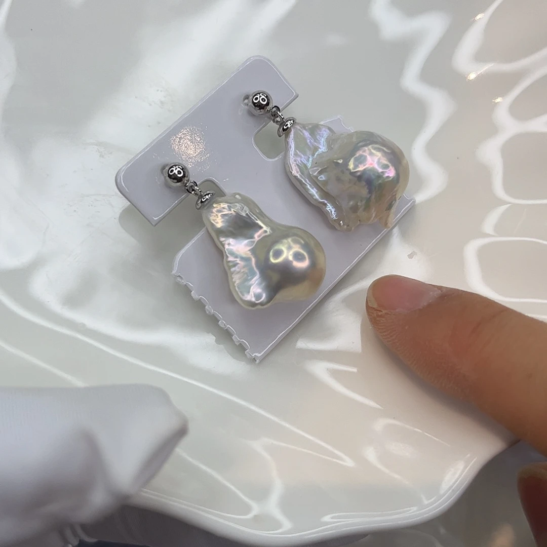 钛钢耳饰淡水珍珠