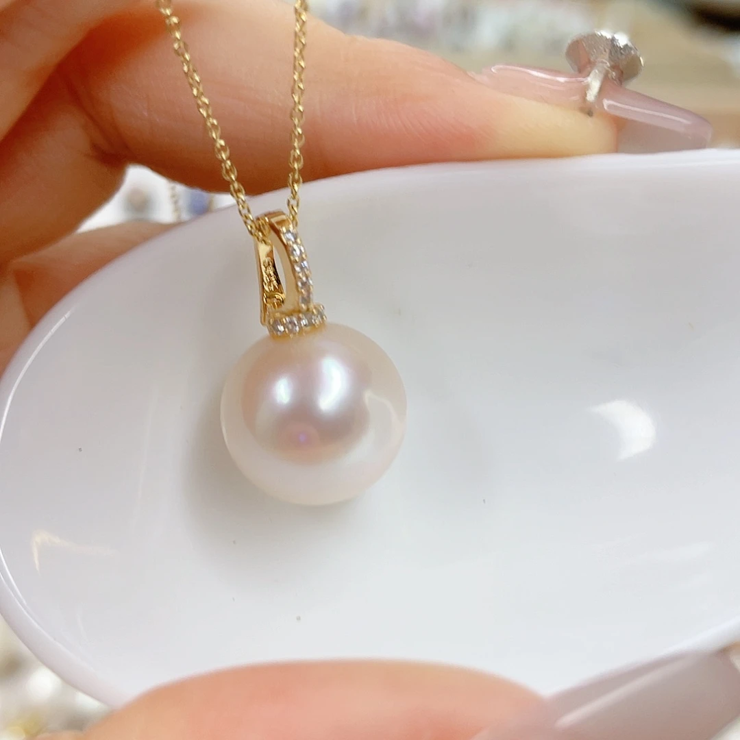 淡水珍珠银S925镶嵌吊坠(不含链)