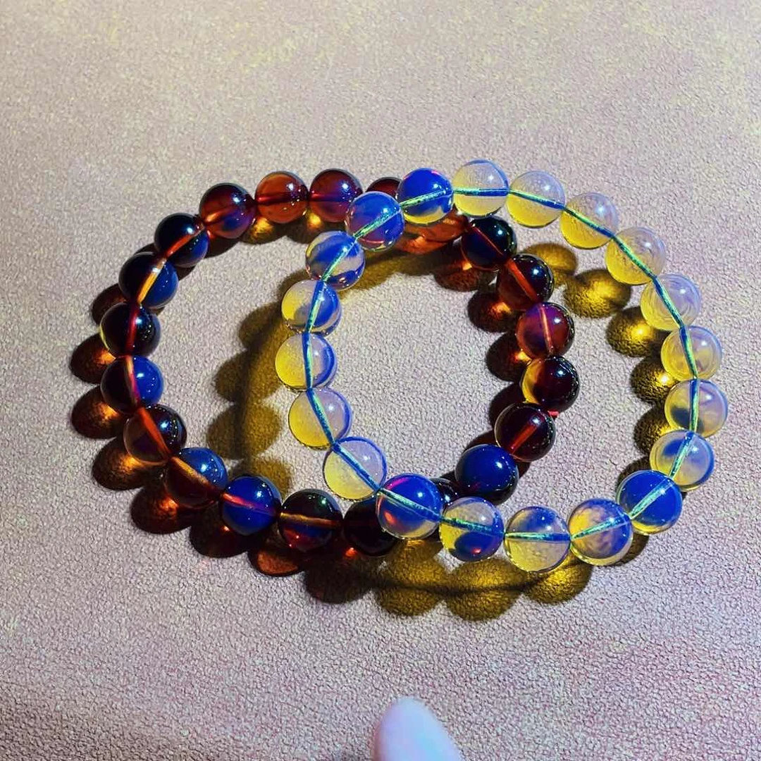 未镶嵌蓝珀裸石红蓝加蓝珀8手串