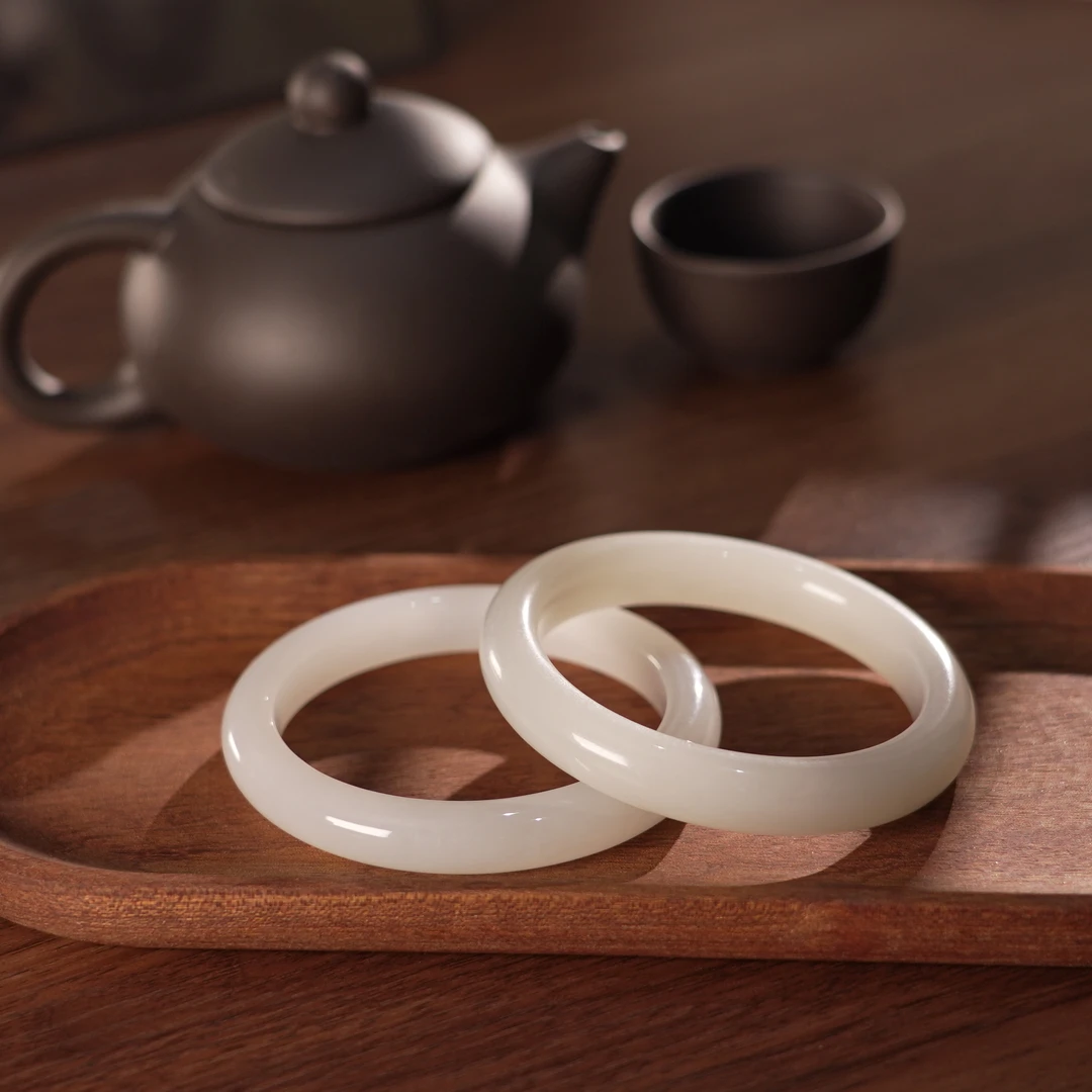 Gloire/古名【缺货】和田玉白玉手镯（51-60）V0746