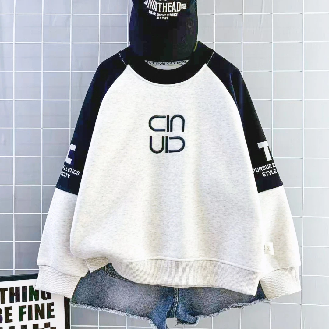 伽伽猫童装儿童大童加绒打底衫内搭男童痞帅炸街卫衣