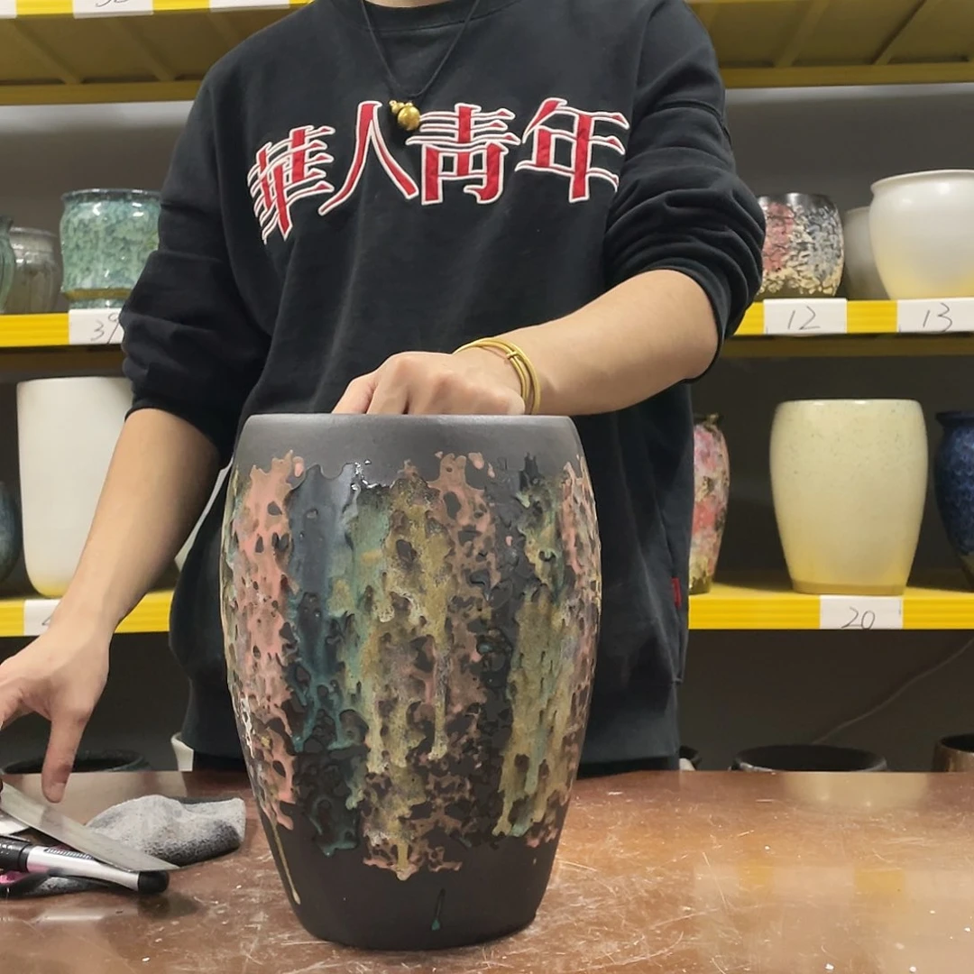 宜兴紫砂粗陶花盆