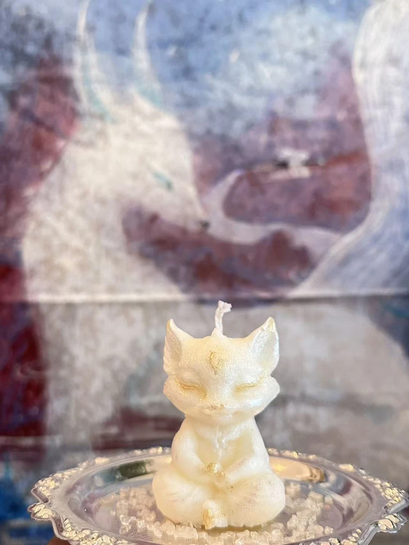 2个手作白狐清蜡烛