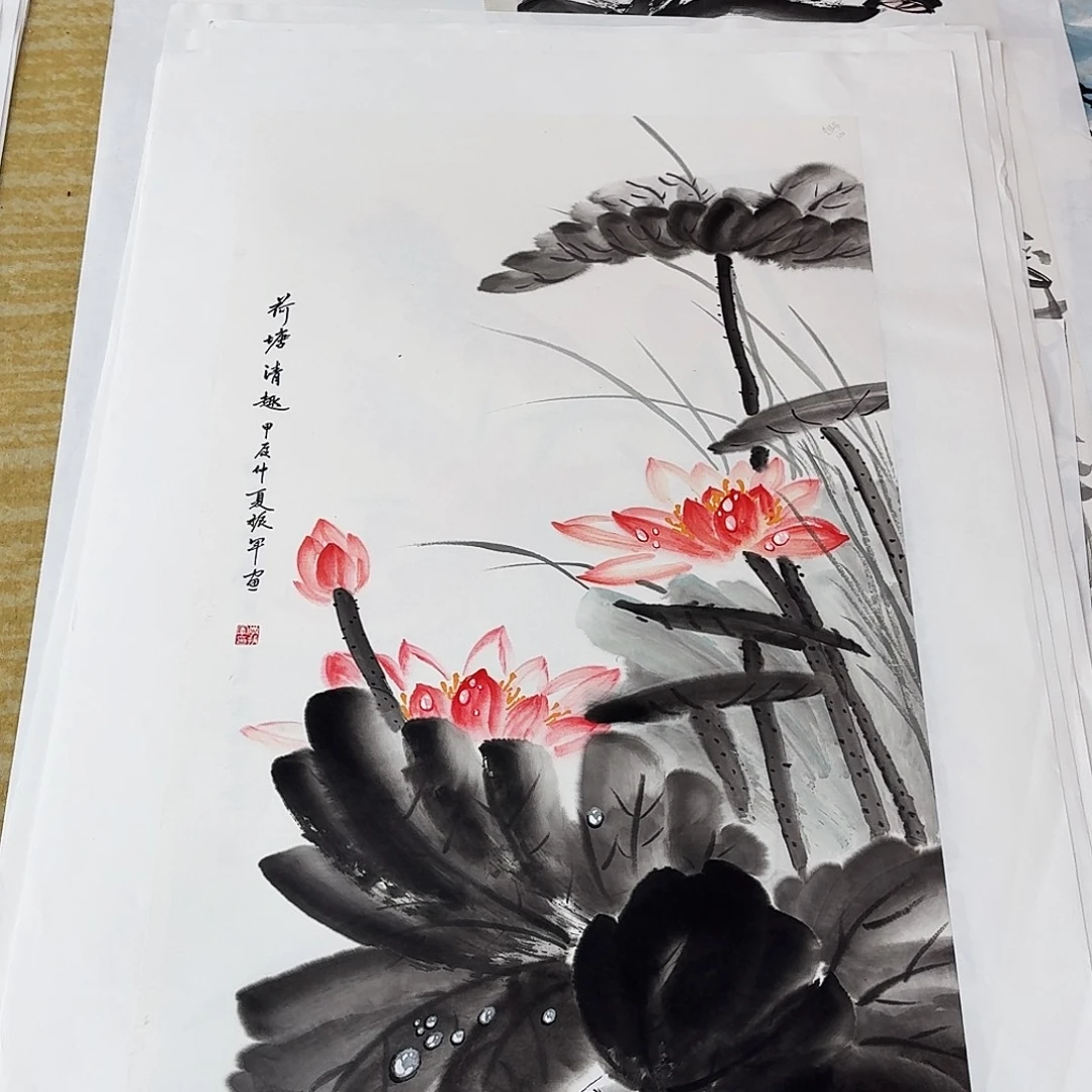 国画三尺整纸手绘作品