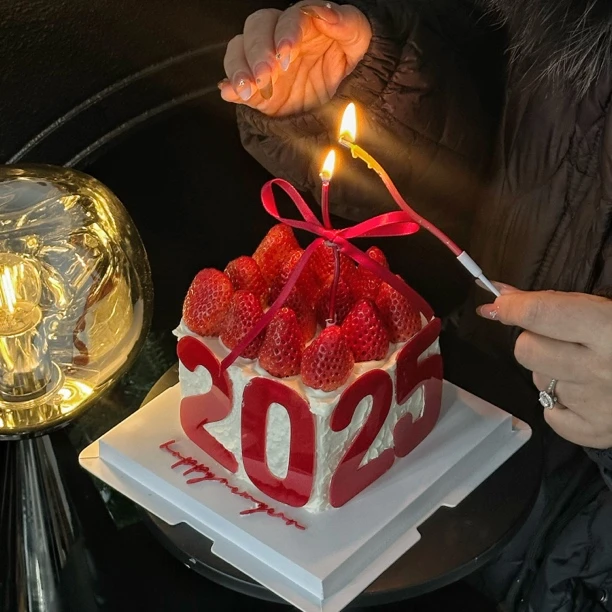 抱抱酱红色2025数字亚克力插卡插卡蛋糕装饰烘焙配件摆件