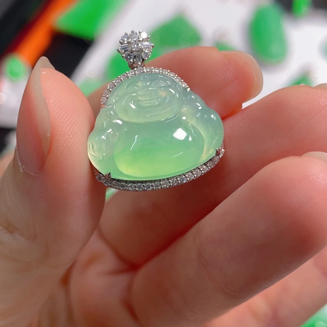 翡翠18K金镶嵌吊坠(不含链)