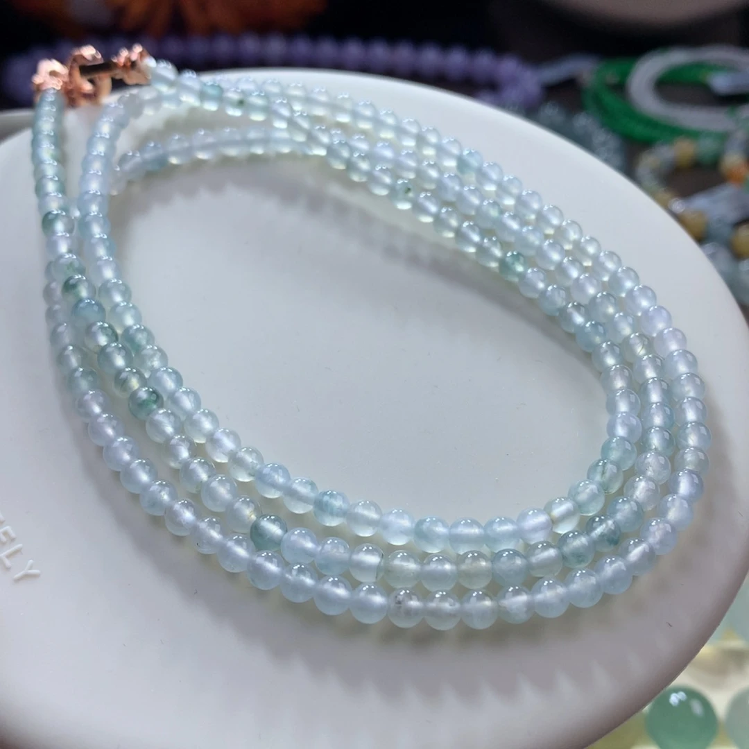 翡翠手链未镶嵌翡翠冰底飘花卡3.80+