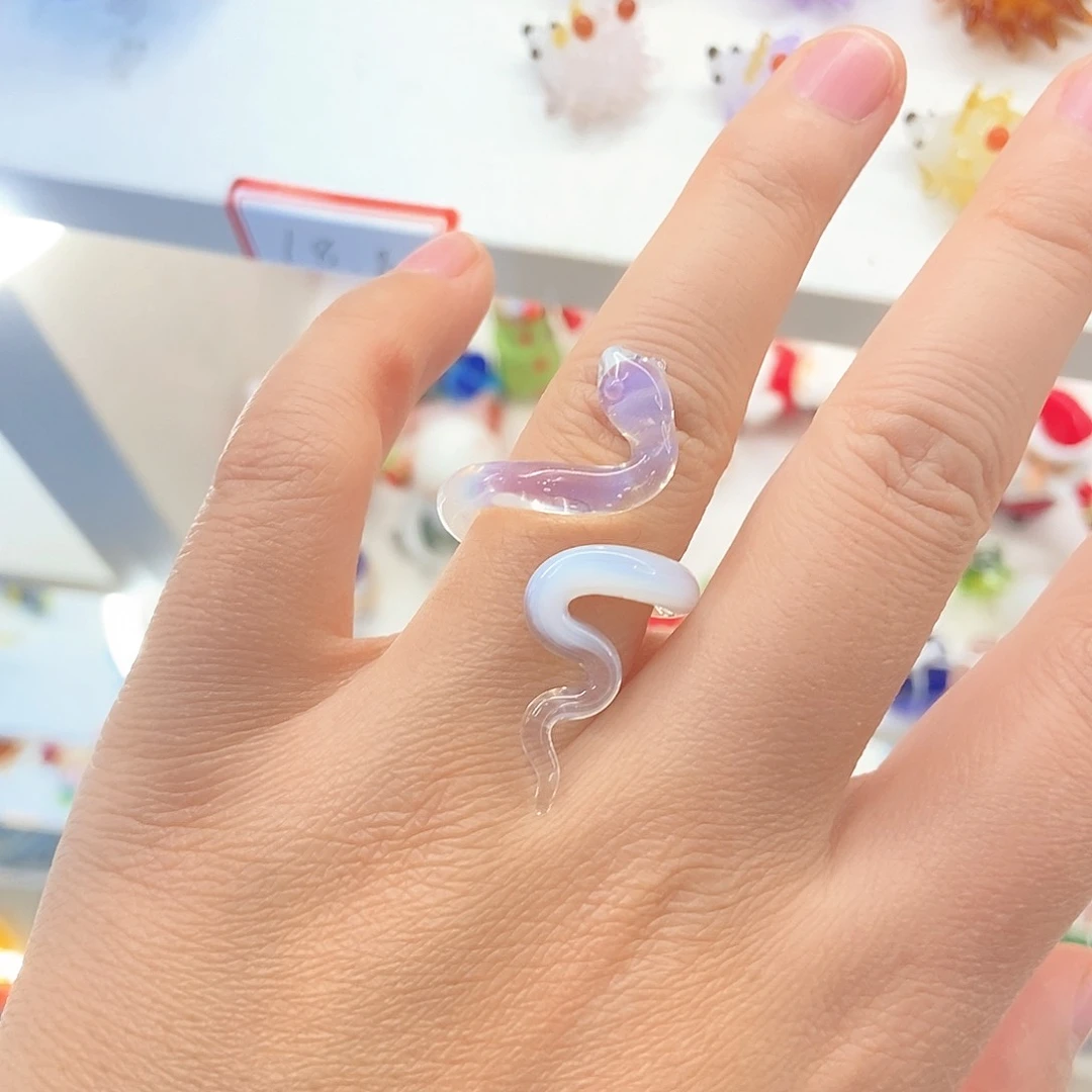 琉璃手工艺品蛇戒指