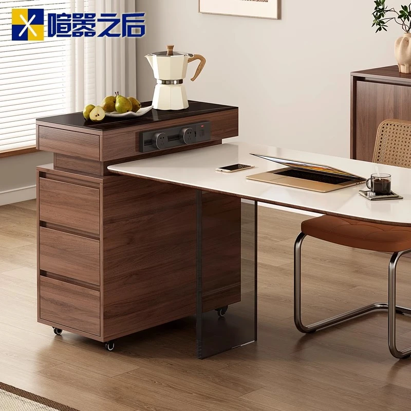 2025新款可移动窄边岛台餐桌一体中古风岩板岛台柜单独展示柜8E75