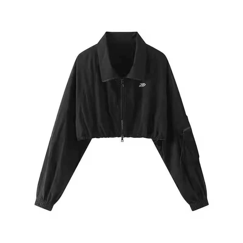 艾2025秋夏新时尚夹克百搭显瘦闪发季新款立领拉链短款外套女1031