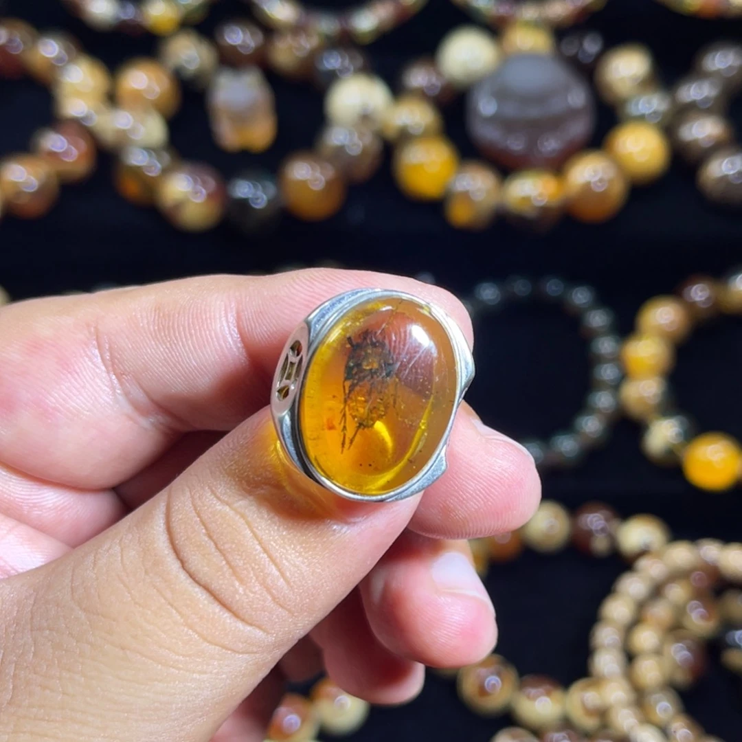 奋***喵未镶嵌琥珀手链虫珀戒指