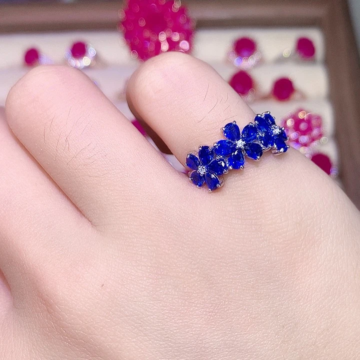 简***琰蓝宝石戒指银S925镶嵌