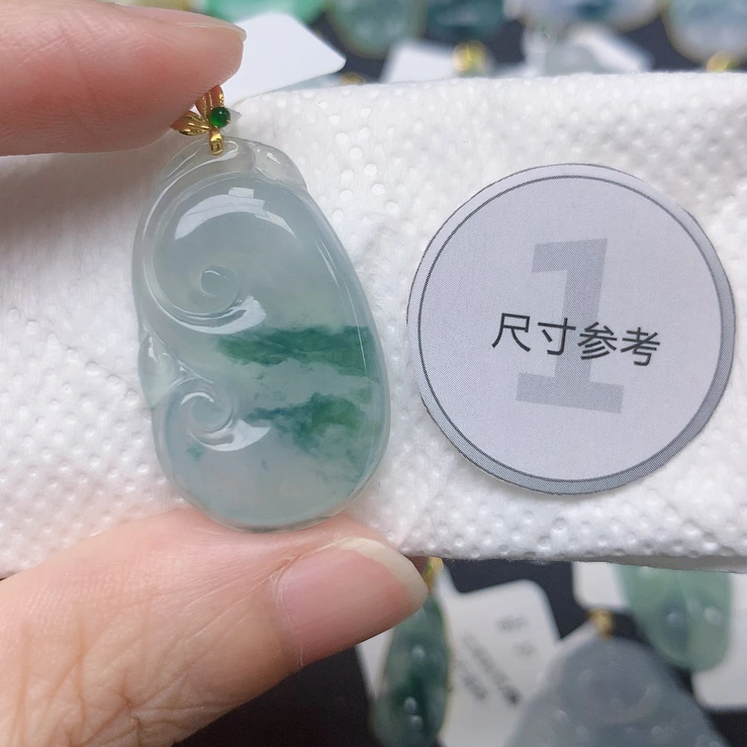 颈饰18K金镶嵌翡翠天然缅甸A货翡翠