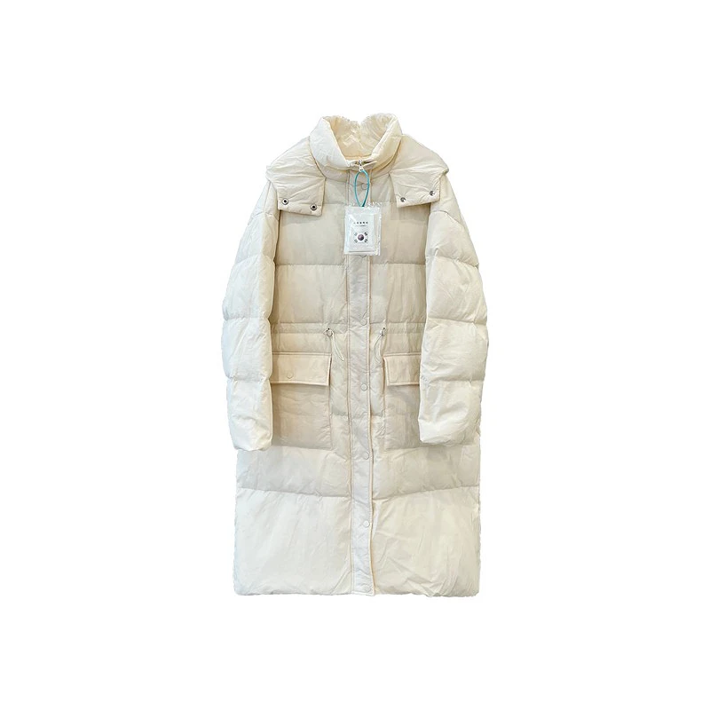 【麦子专属】多巴胺连帽可抽绳收腰宽松白鸭绒羽绒服外套D5010