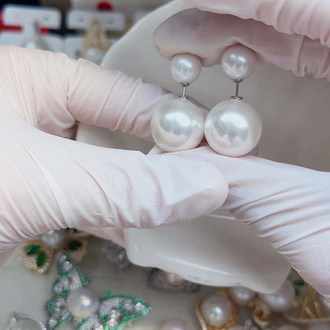 银S925镶嵌淡水珍珠耳饰