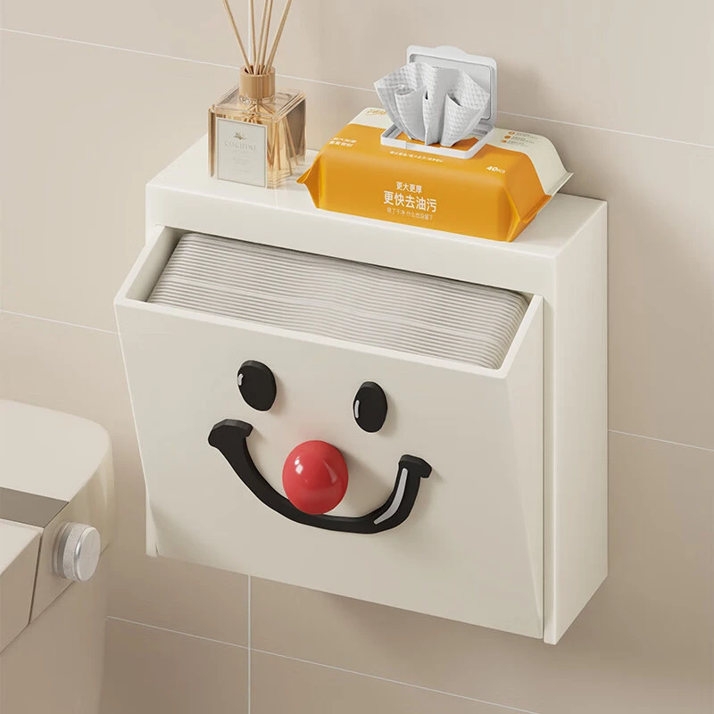 卫生间纸巾盒马桶旁免打孔创意小丑姨妈巾收纳柜厕所壁式挂抽纸架