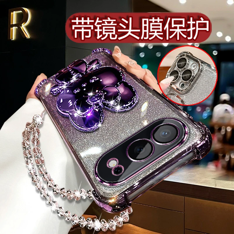 适用荣耀500网红手机壳女款 MEY-AN00镜头全包闪粉软壳可爱潮支架