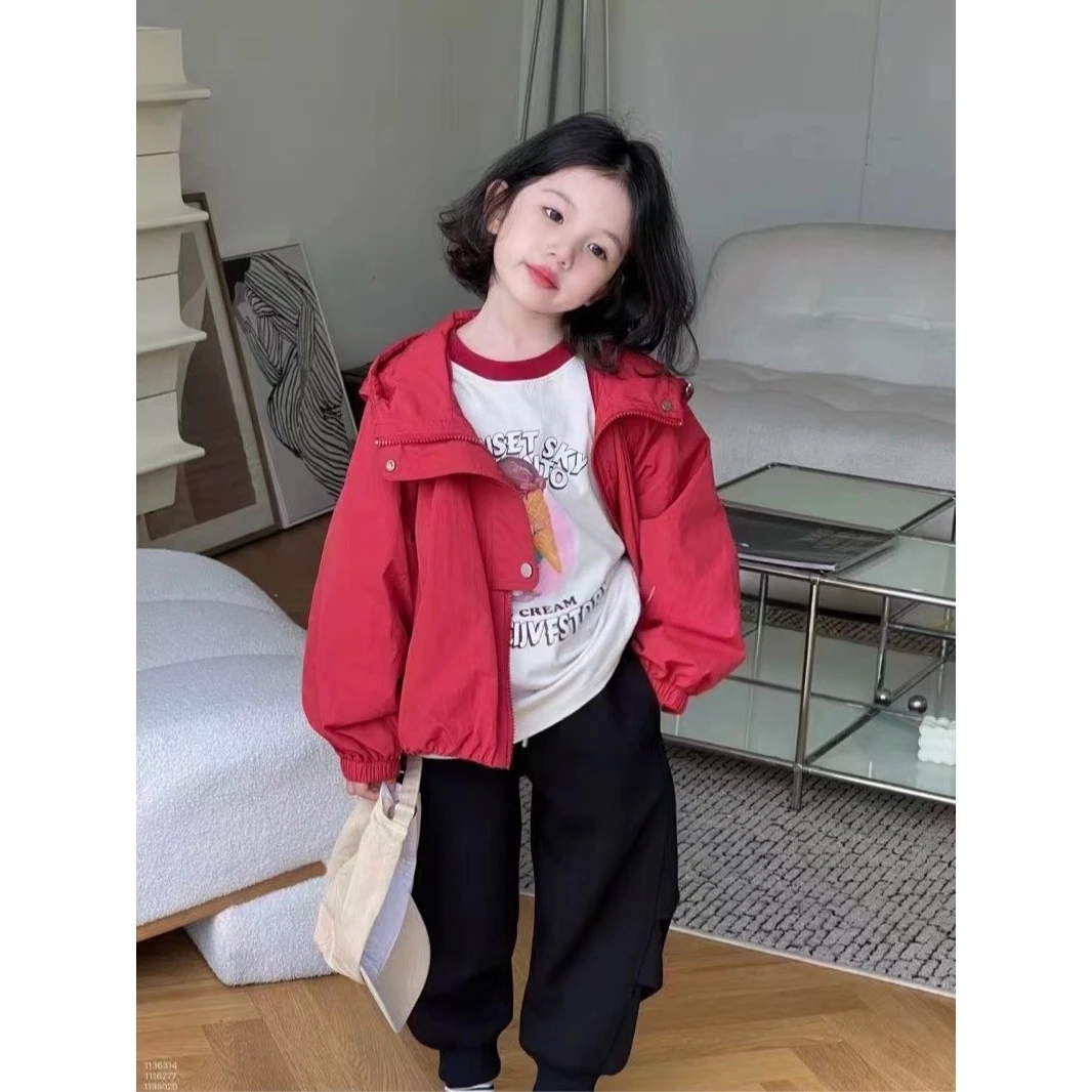 【森许】儿童秋季连帽抽绳冲锋衣外套-214