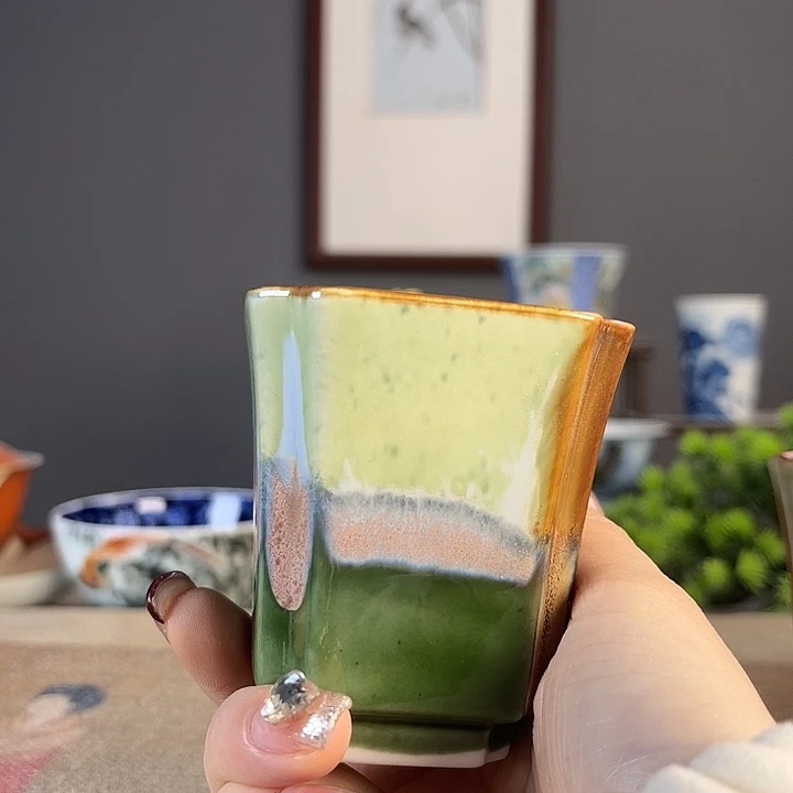 摆件景德柴烧茶杯多人