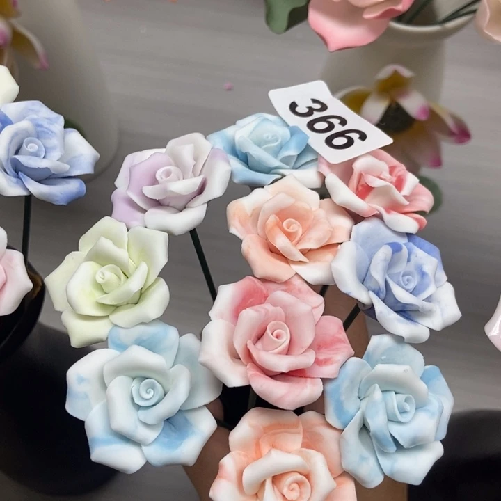 陶瓷手工制作陶瓷花10朵素烧