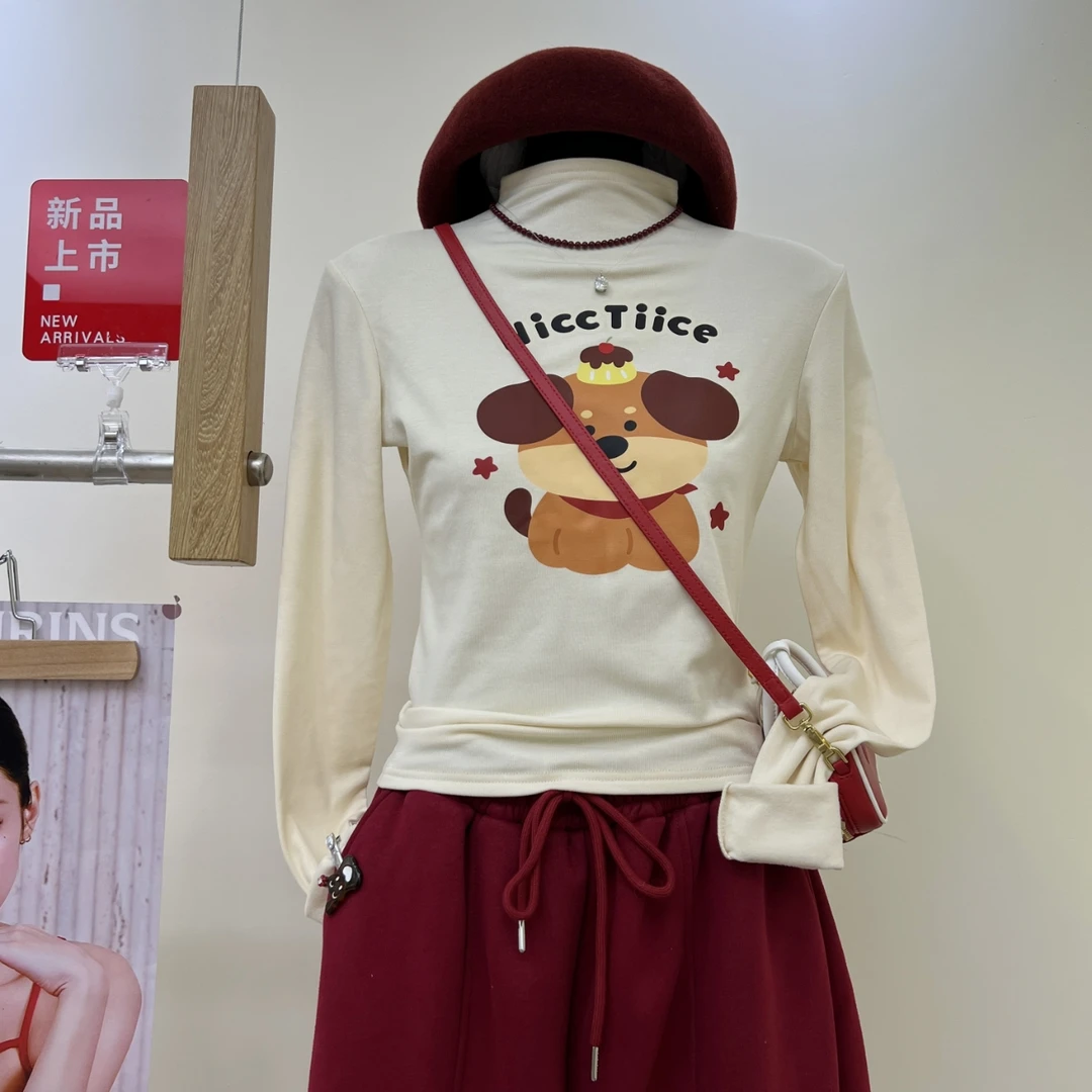 2025新款冬季半高领加绒加厚网红款修身高级感时尚打底衫上衣