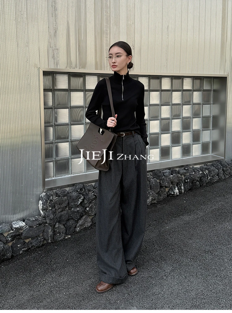 满目ManMu 【张琪专属】高级定制秋冬时尚百搭羊毛长裤350499