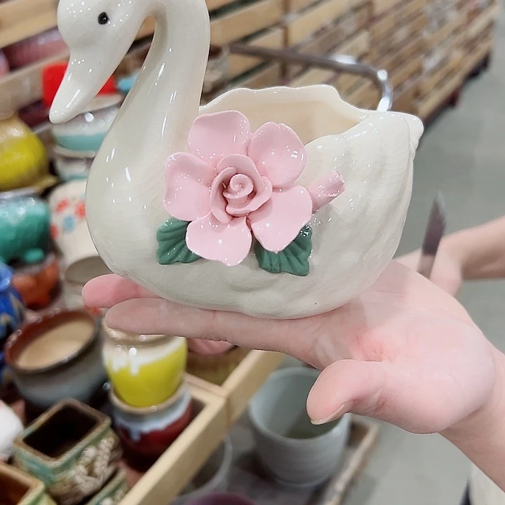 有孔.凑满10元发货多肉陶瓷花盆！