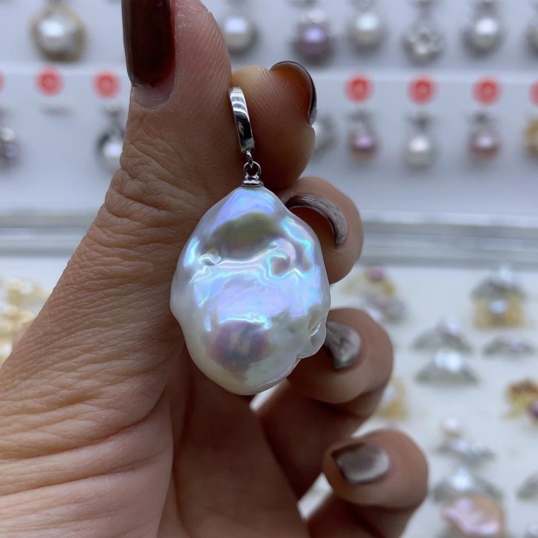 淡水珍珠吊坠(不含链)银S925镶嵌锦*