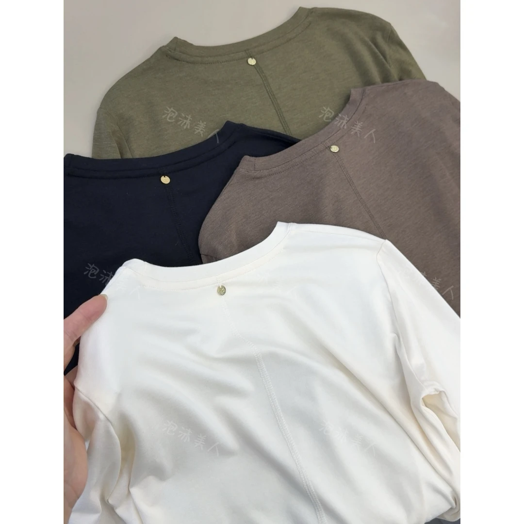 收腰鱼骨显瘦T 」软绵绵高质感！莱赛尔纯色圆领显瘦内搭长袖打底