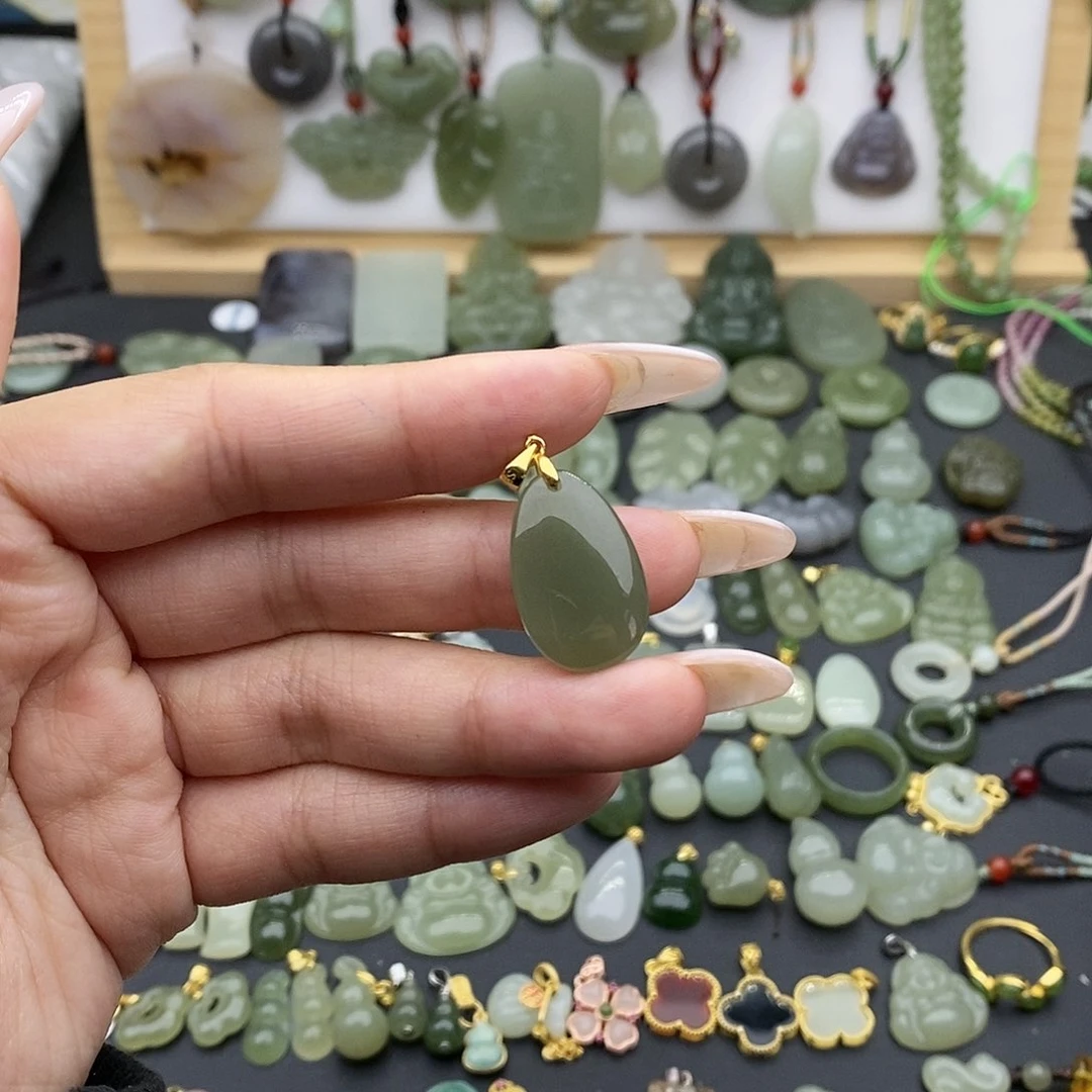 和田玉吊坠(不含链)银S925镶嵌