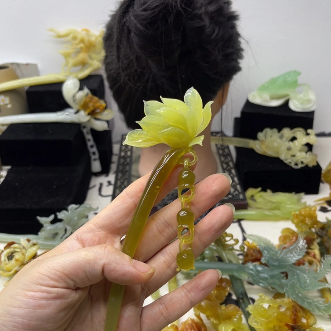 【闪购商品】蛇纹石玉未镶嵌发饰冷*