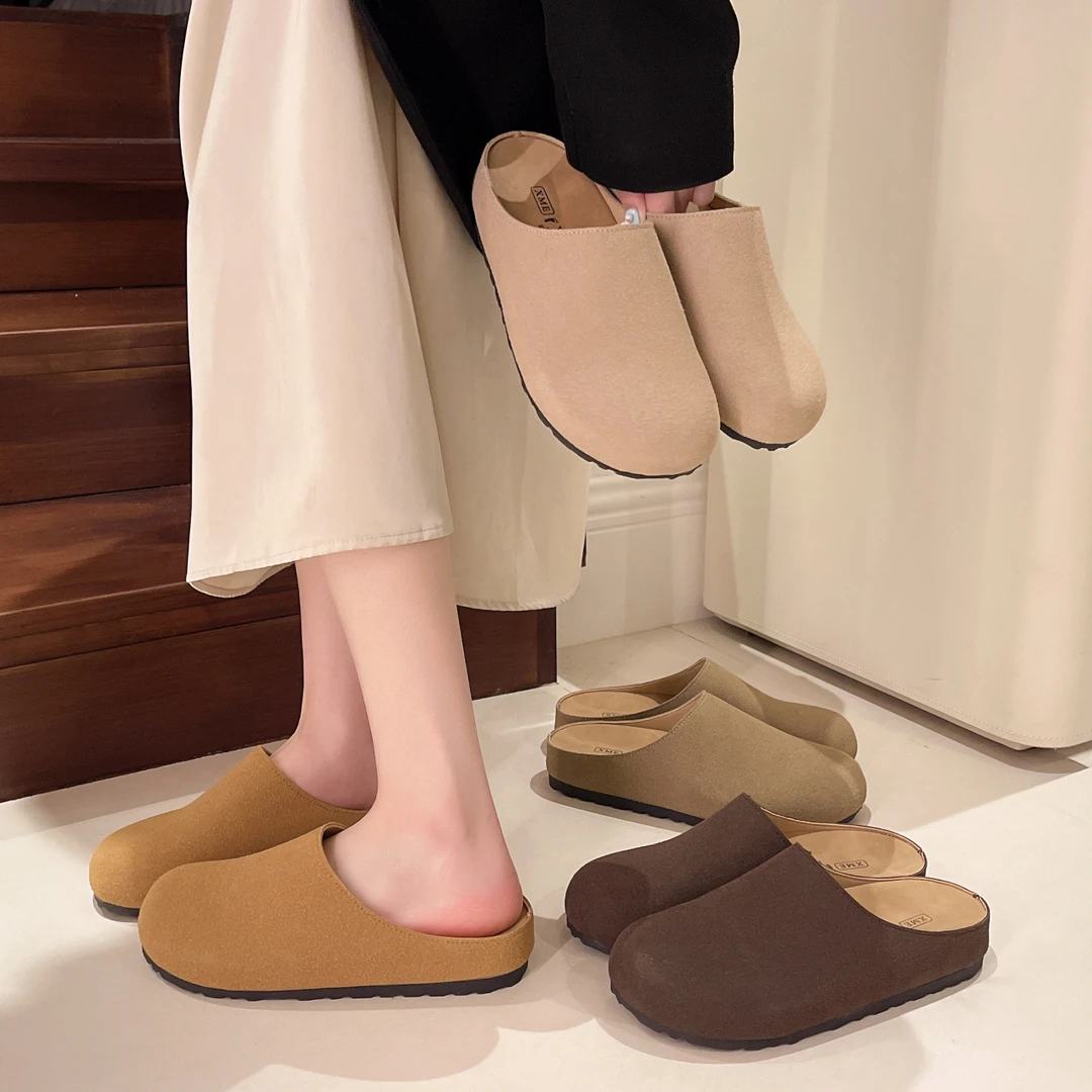 勃肯拖鞋女外穿2025年春季新款厚底一脚蹬懒人鞋包头半拖鞋勃肯鞋