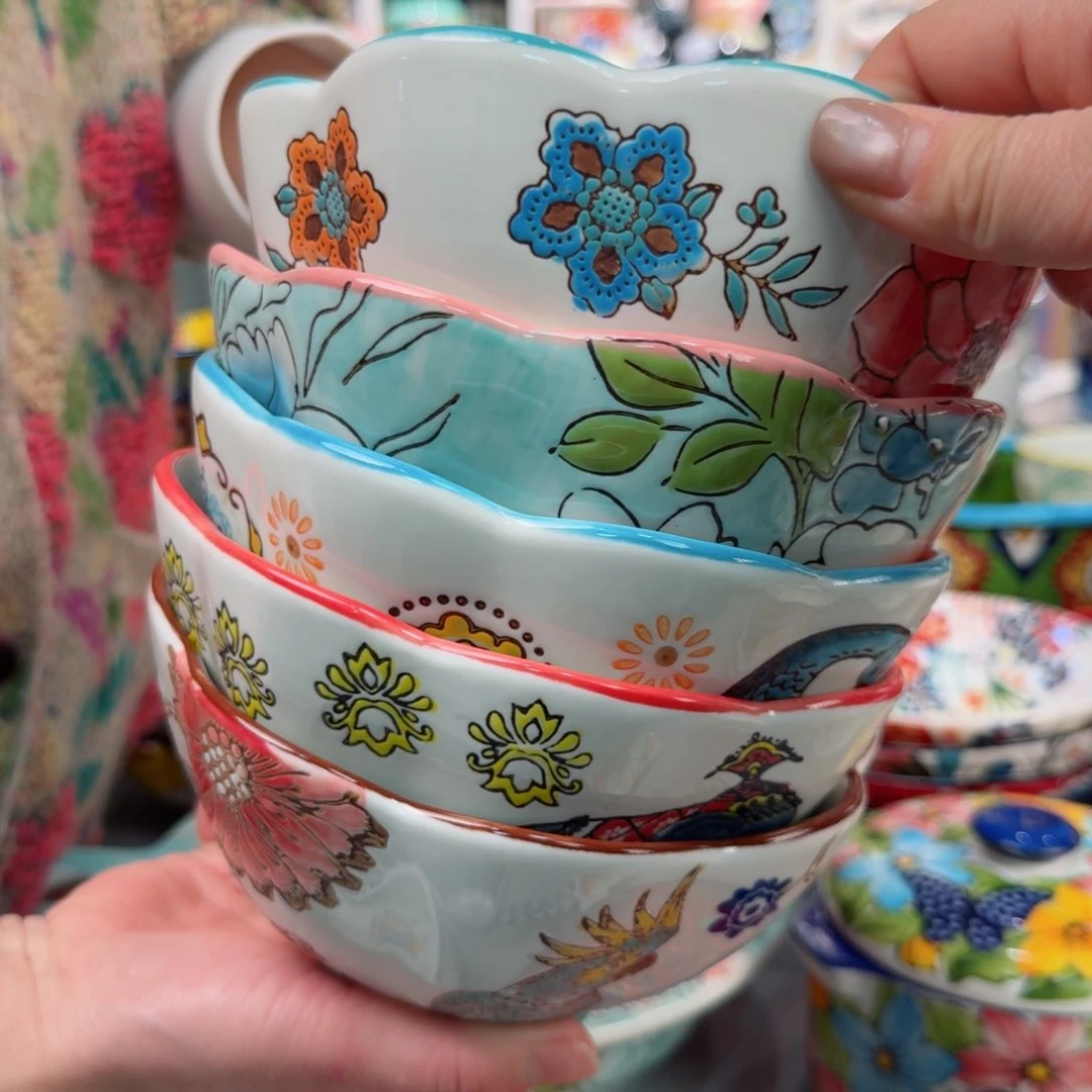 瓷片6英寸八角面碗5只看图