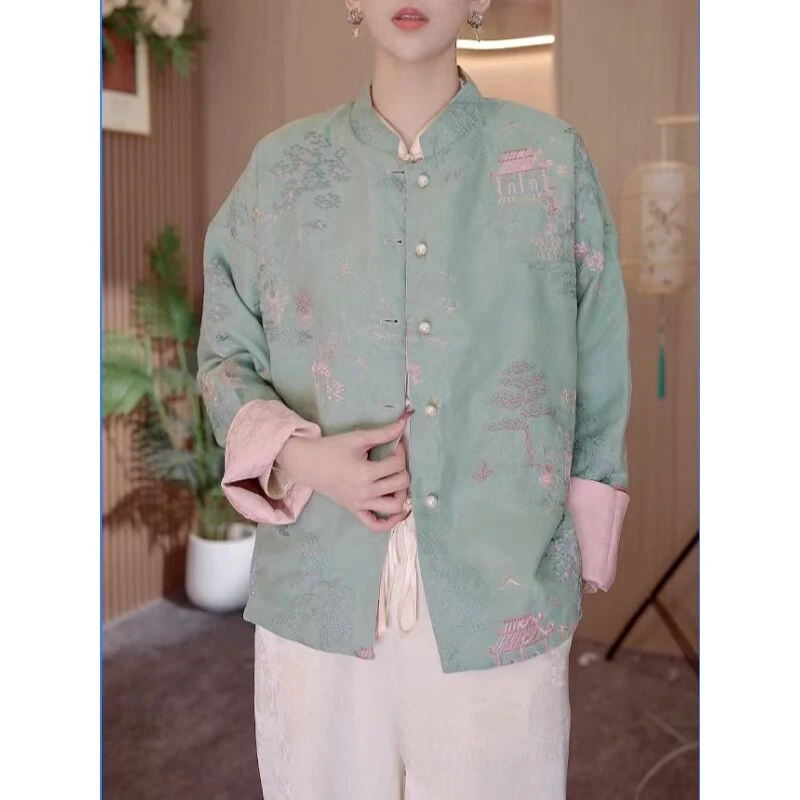 女外套气质时尚复古宽松中国风立领-2024D1880-七七