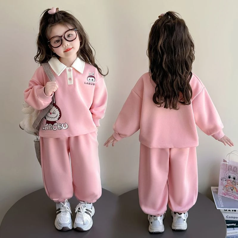 女童秋装套装2025新款洋气儿童卡通卫衣女宝宝秋天超好看两件套潮