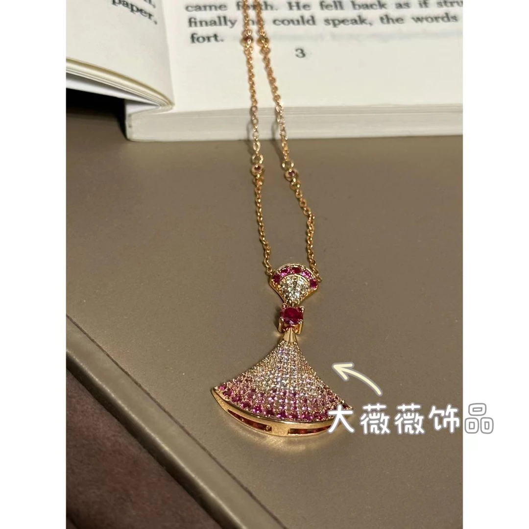 铜合金项链 轻奢粉色裙子气质项链-67567