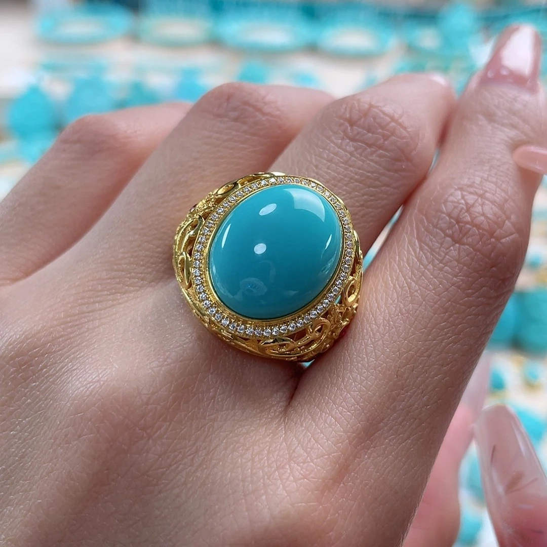 绿松石珠宝奇石18K金镶嵌