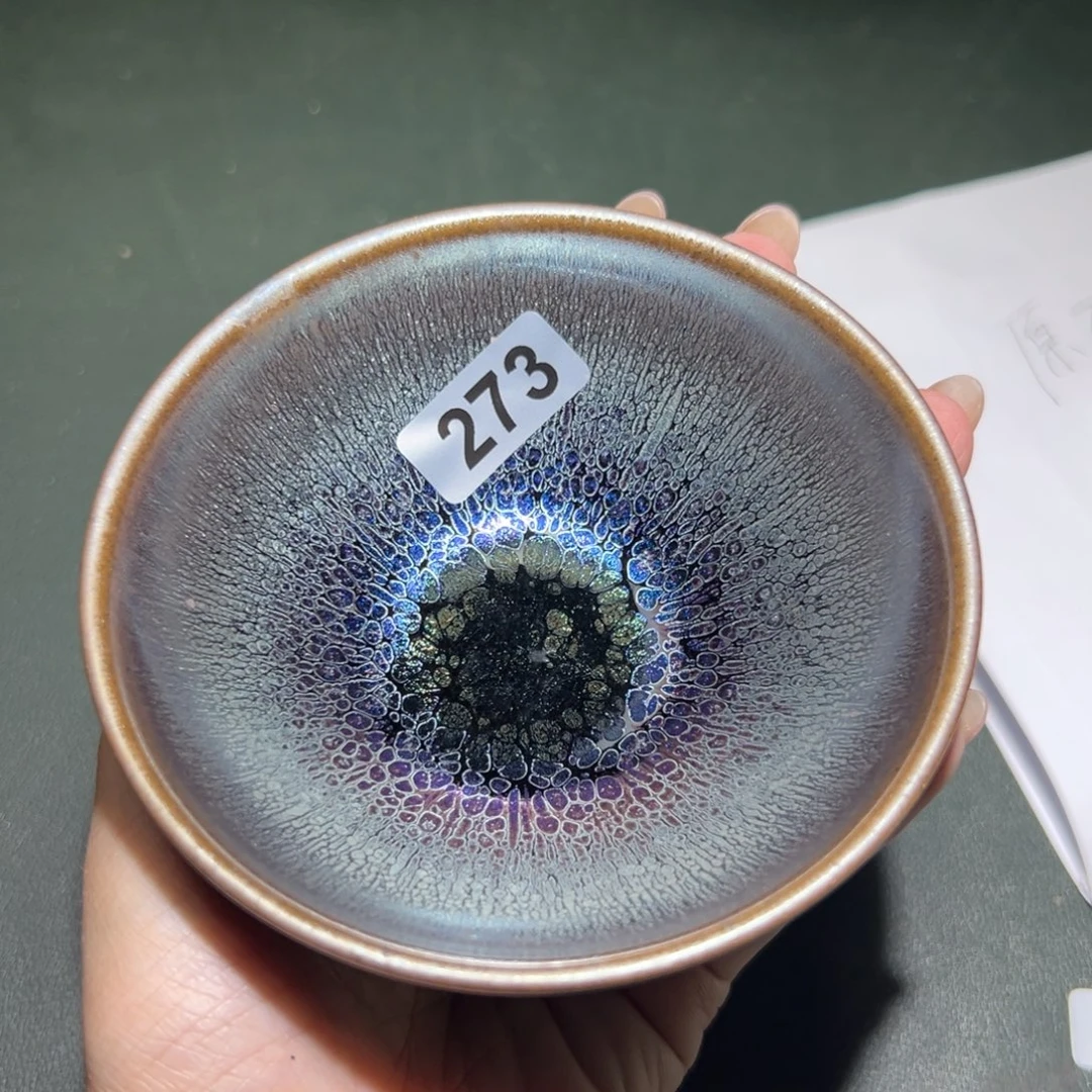 流***镜茶盏全手工原矿原釉建盏
