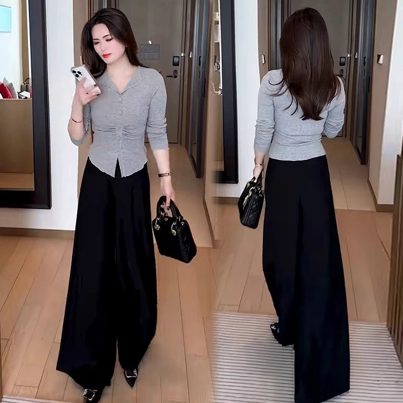 长袖T恤女设计感洋气上衣2025春季新款时尚气质显瘦百搭别致小衫