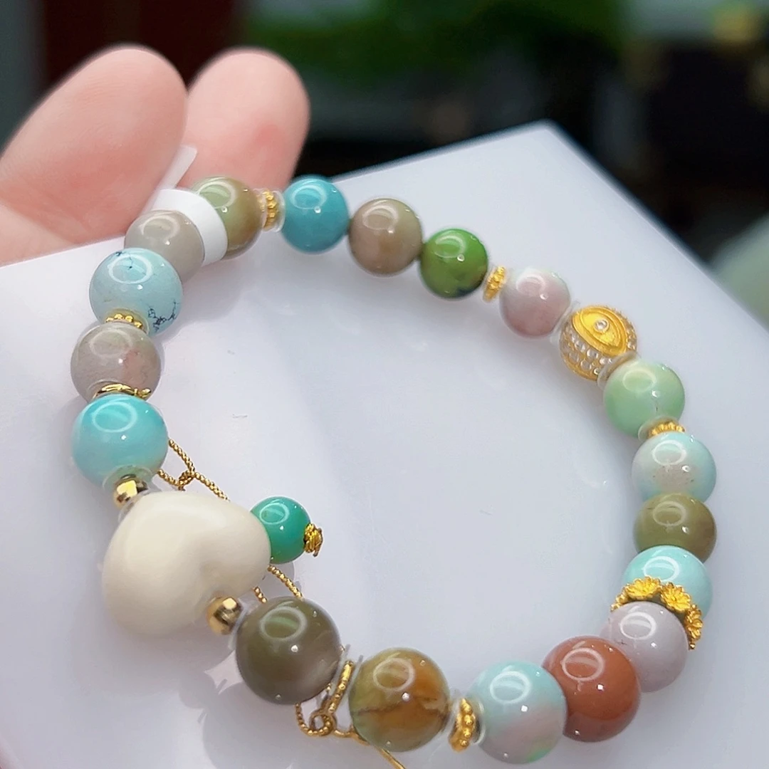 绿松石珠宝奇石18K金镶嵌